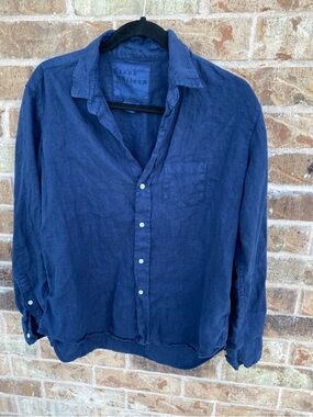 Frank & Eileen Royal Blue 100% Linen Shirt Size Small